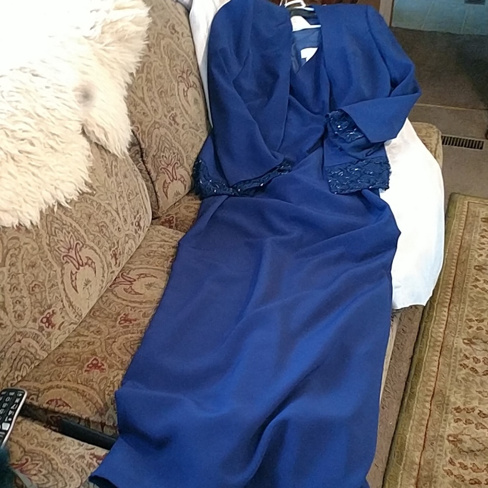 Landa long dress and jacket navy blue